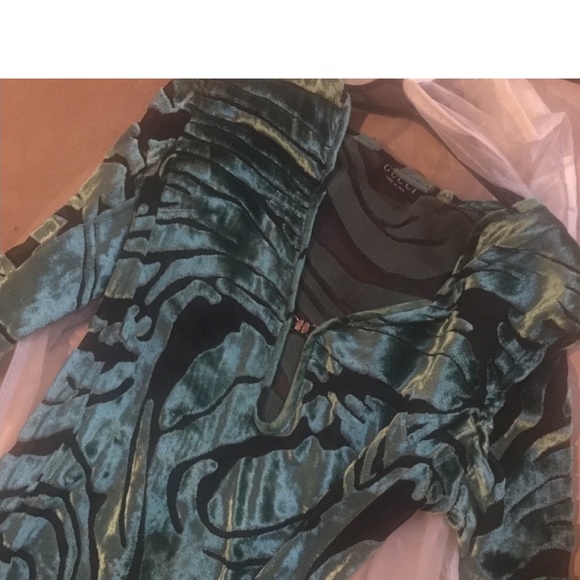 GUCCI Tom Ford HAUTE COUTURE SILK Dress Vintage SS96 Teal Zebra Runway SIZE 6 - Picture 10 of 12